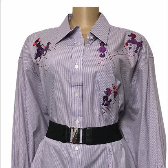 Vintage p.g.b Striped Cotton Button Down Shirt violet,red size 2X - Picture 13 of 16